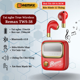 Tai nghe nhét tai bluetooth thiết kế hộp nhẫn độc đáo - âm thanh sống động remax việt nam tws-38 - bảo hành 12 tháng
