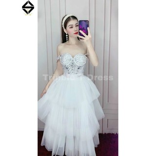 ĐẦM XÒE TRỄ VAI ĐÍNH ĐÁ