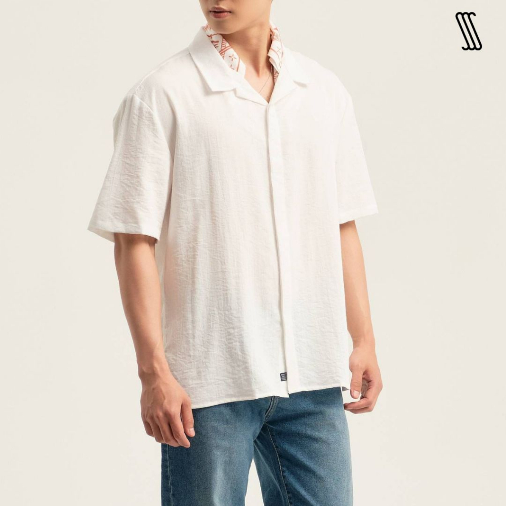 Áo sơ mi nam ngắn tay thiết kế cổ cuban SSSTUTTER vải Linen 5 màu CUBAN HIDDEN SHIRT