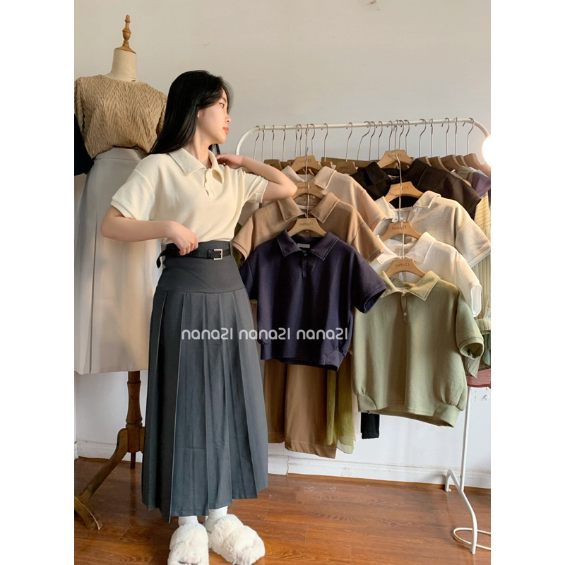 Áo polo trơn croptop nhiều màu Nana21 Nanastore21