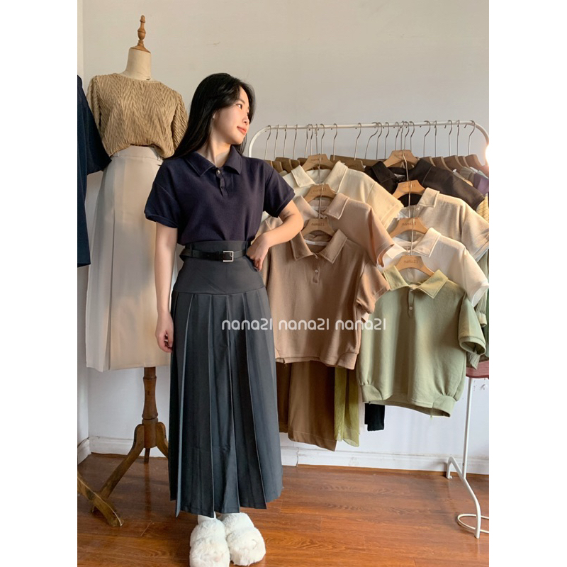 Áo polo trơn croptop nhiều màu Nana21 Nanastore21