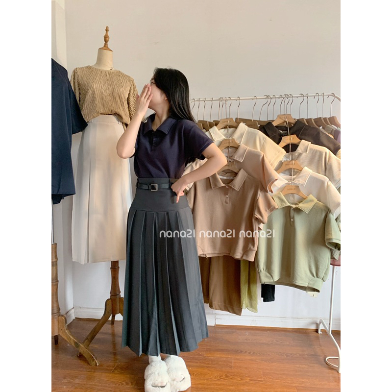 Áo polo trơn croptop nhiều màu Nana21 Nanastore21