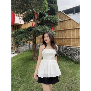 Goût de jun - áo 2 dây nhún bèo tiểu thư - mysu top