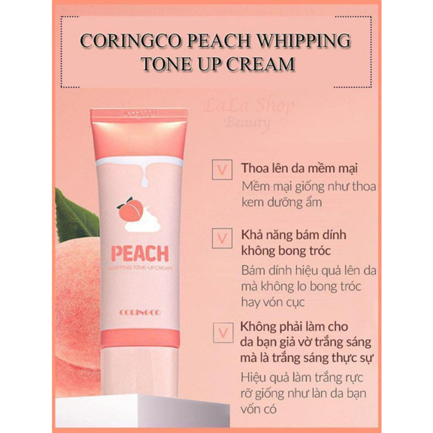 Kem Đào Dưỡng Trắng Da Coringco Peach Whipping Tone Up Cream 50ml