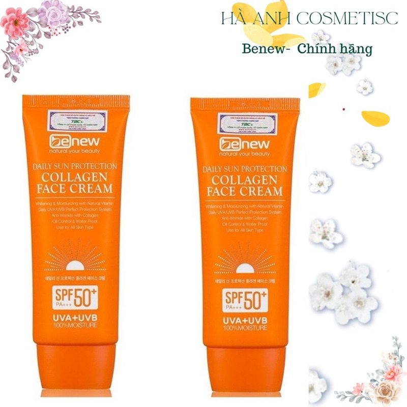 Bộ 2 hộp kem chống nắng trắng da, xóa xạm nám Benew Collagen Face Cream Benew Hàn quốc 70ml/hộp-HÀNG CHÍNH HÃNG