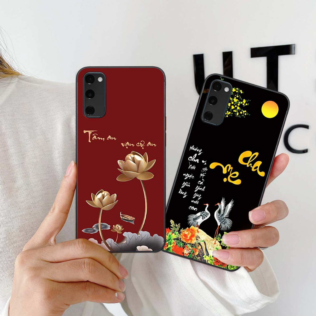 Ốp lưng Samsung S20 Fe hình hoa tâm an vạn sự an, thư pháp ý nghĩa, rẻ bền đẹp