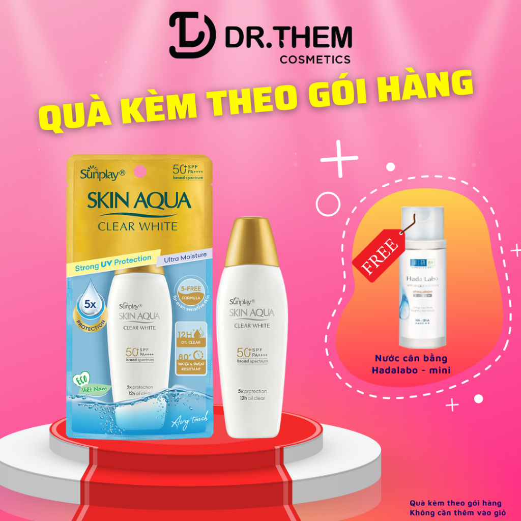 Kem Chống Nắng Sunplay Skin Aqua Clear White SPF 50+ PA++++ 25g/55g Dưỡng Trắng Cho Da Dầu - Dạng Sữa