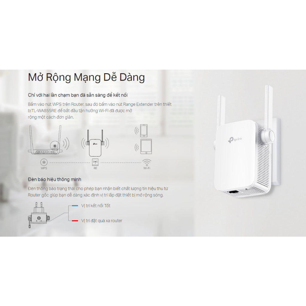 Bộ mở rộng sóng Wi-Fi tốc độ 300Mbps TP-LINK TL-WA855RE | BigBuy360 - bigbuy360.vn