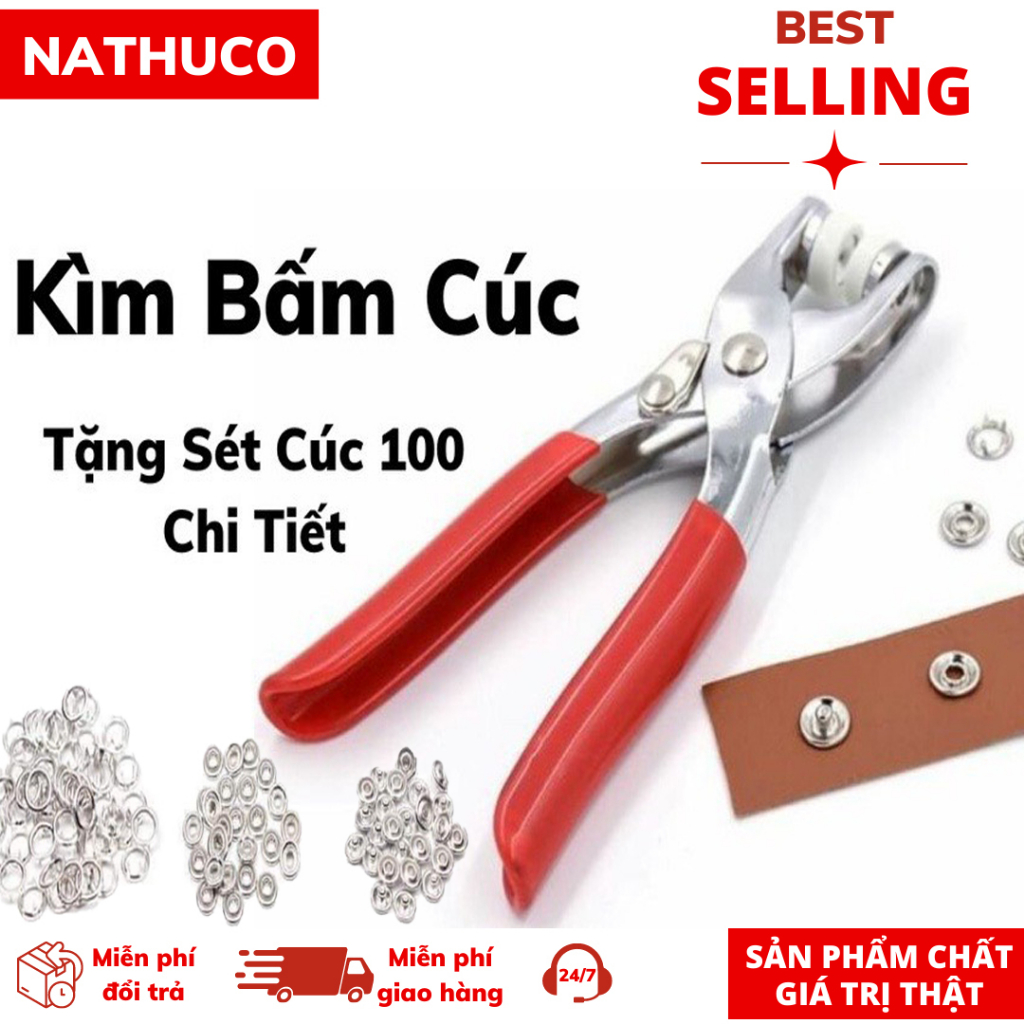 Kìm Sắt Bấm Cúc Quần Áo Đa Năng , Kìm Bấm Khuy Tiện Lợi Kèm 100 Cúc
