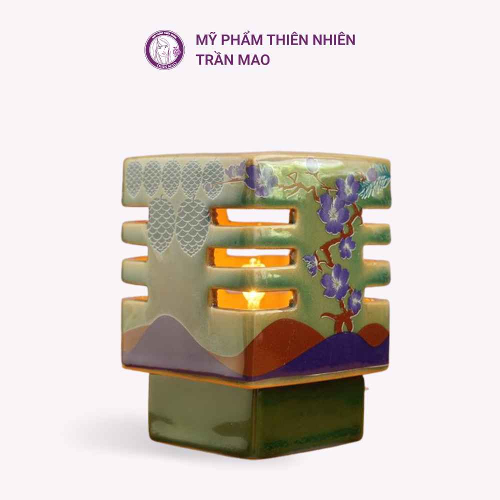 Đèn Xông Tinh Dầu Trần Mao Được Làm Từ Gốm Sứ Bát Tràng