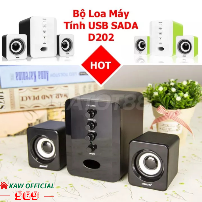 Bộ Loa Máy Tính USB KAW/SADA D202 Bass Chuẩn, âm thanh Tuyệt Đỉnh, thiết kế bắt mắt Sang Trọng,bảo hành 12 tháng