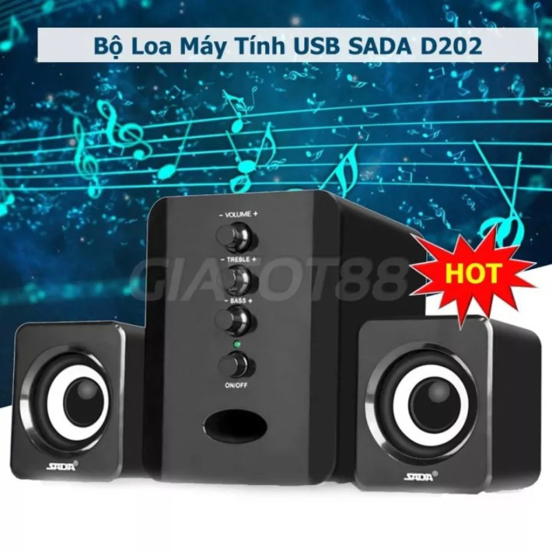 Bộ Loa Máy Tính USB KAW/SADA D202 Bass Chuẩn, âm thanh Tuyệt Đỉnh, thiết kế bắt mắt Sang Trọng,bảo hành 12 tháng