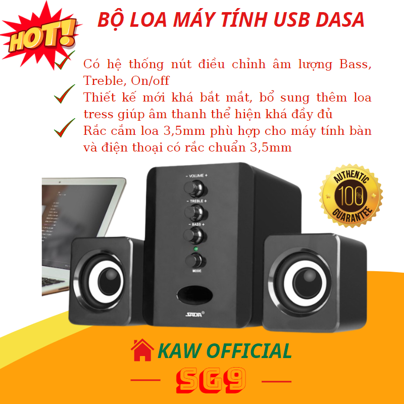 Bộ Loa Máy Tính USB KAW/SADA D202 Bass Chuẩn, âm thanh Tuyệt Đỉnh, thiết kế bắt mắt Sang Trọng,bảo hành 12 tháng