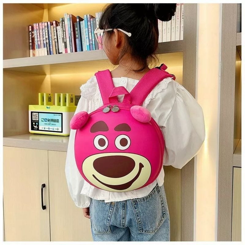 Balo mầm non, cặp sách cho bé đi học mẫu giáo siêu nhẹ họa tiết gấu hồng hothit  năm 2023