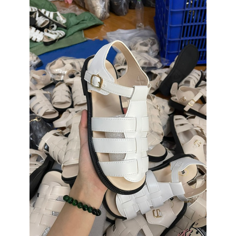 Giày Sandal xăng đan nữ Quai Chữ T quai rọ Thiết Kế Đơn Giản Phong Cách Roman