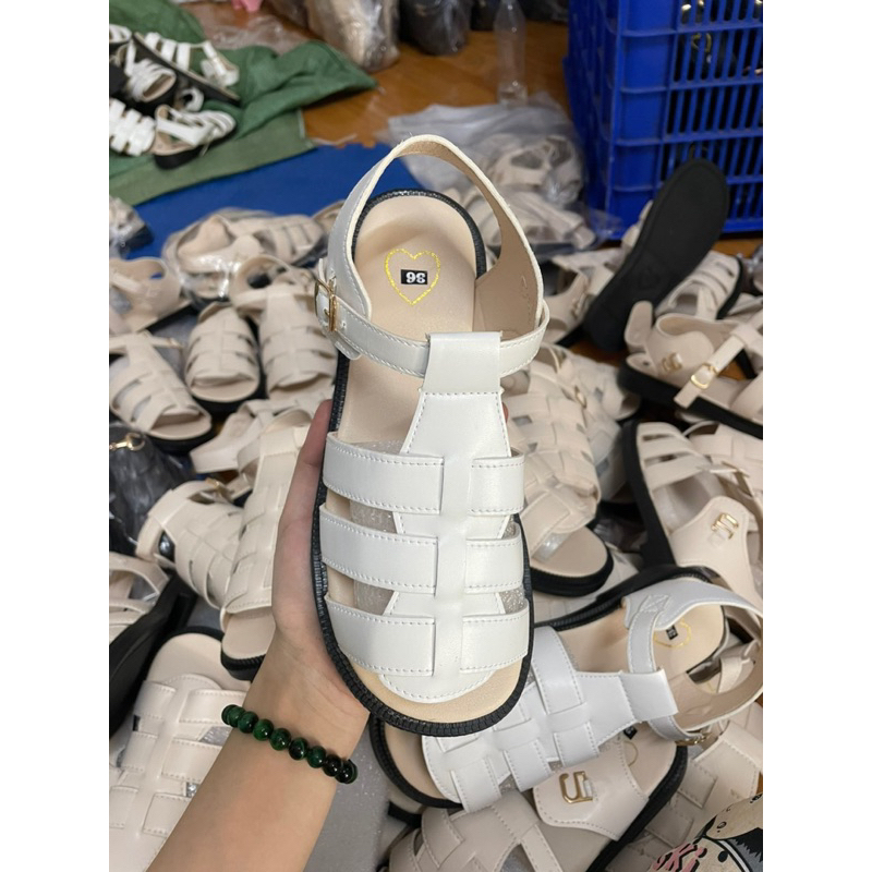 Giày Sandal xăng đan nữ Quai Chữ T quai rọ Thiết Kế Đơn Giản Phong Cách Roman