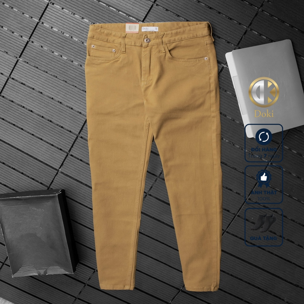 Quần Kaki Jean Doki Cao Cấp Màu Nâu bò, Quần Kaki Dáng Ôm Đứng Chất Vải Co Giãn Dày Dặn, Không Nhăn Bai Nhão Xù DKA-21