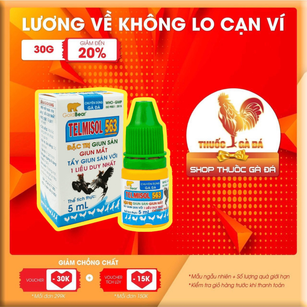 TELMISOL 563 LỌ 5ML Bổ sung vitamin và dinh dưỡng diệt sâu mắt, bọt mắt gà đá