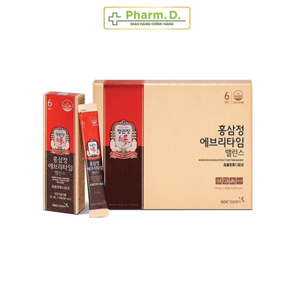 [CHÍNH HÃNG] Tinh Chất Hồng Sâm Pha Sẵn Hỗ Trợ Sức Khỏe KGC EveryTime Balance (10ml x 30 gói, 20 gói)