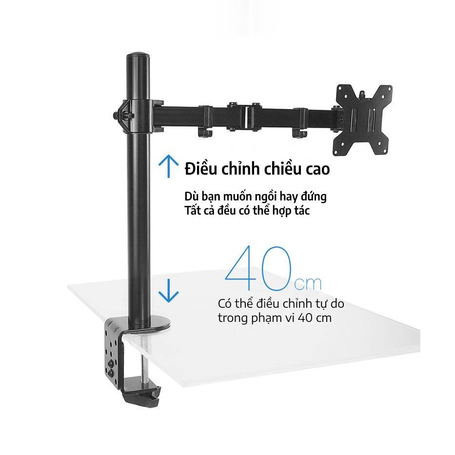 Giá treo màn hình gắn bàn , tay arm màn hình đa năng xoay 360 tải trọng 9kg