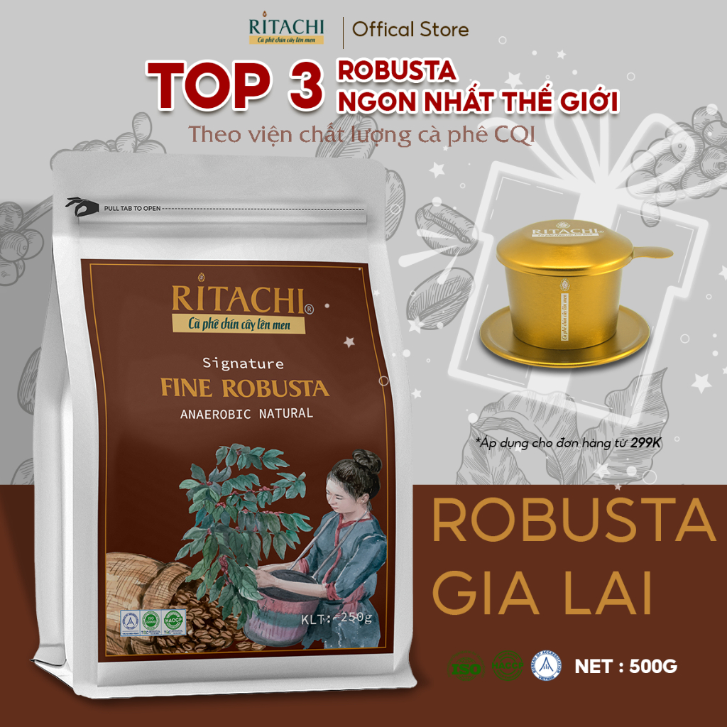 Cà Phê Thượng Hạng FINE ROBUSTA Gia Lai – ANAEROBIC NATURAL Top 3 Thế Giới, Cà phê lên men tự nhiên 250gr