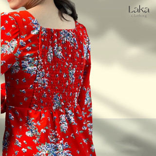 LAKA CLOTHING - Đầm hoa đỏ Hàn Quốc