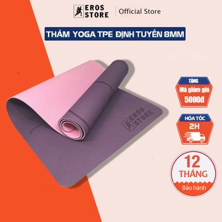 Thảm Tập Yoga Định Tuyến TPE cao cấp tặng kèm túi đựng - Thảm yoga chống trượt chính hãng Eros Store