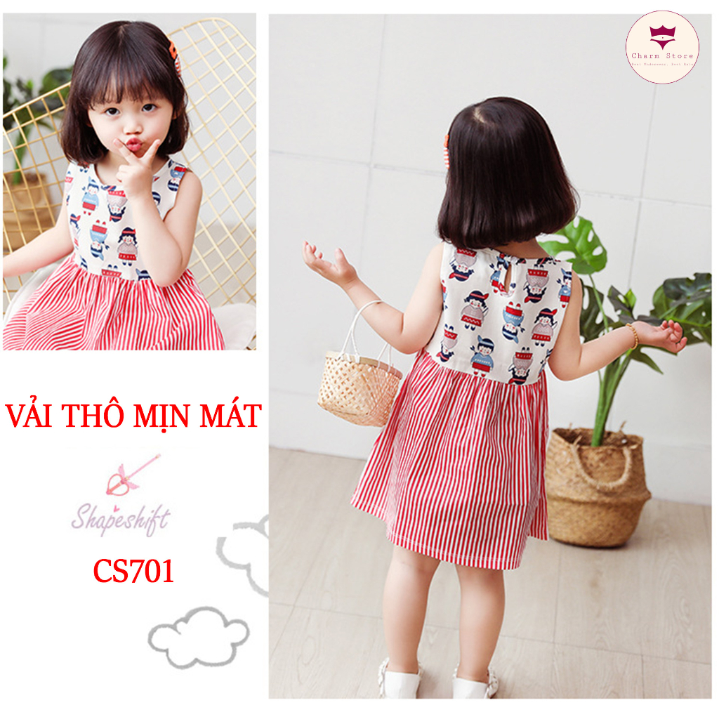 Váy, đầm bé gái 9-20kg, Váy trẻ em mùa hè chất cotton thô cao cấp mặc nhà, đi chơi thoáng mát nhiều hoạ tiết dễ thương