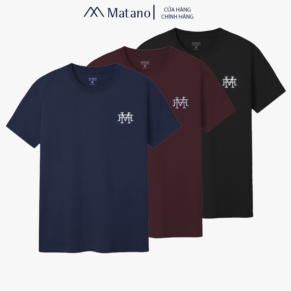 Áo Thun Nam Regular MATANO Thêu AT072 cổ tròn, tay ngắn, chất liệu cotton thoáng mát, dày dặn, đẹp dễ phối đồ