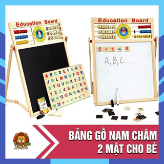 Bảng chữ cái và số 2 mặt bằng gỗ, Bảng chữ cái ghép hình 2 mặt nam châm tặng kèm bộ chữ và số
