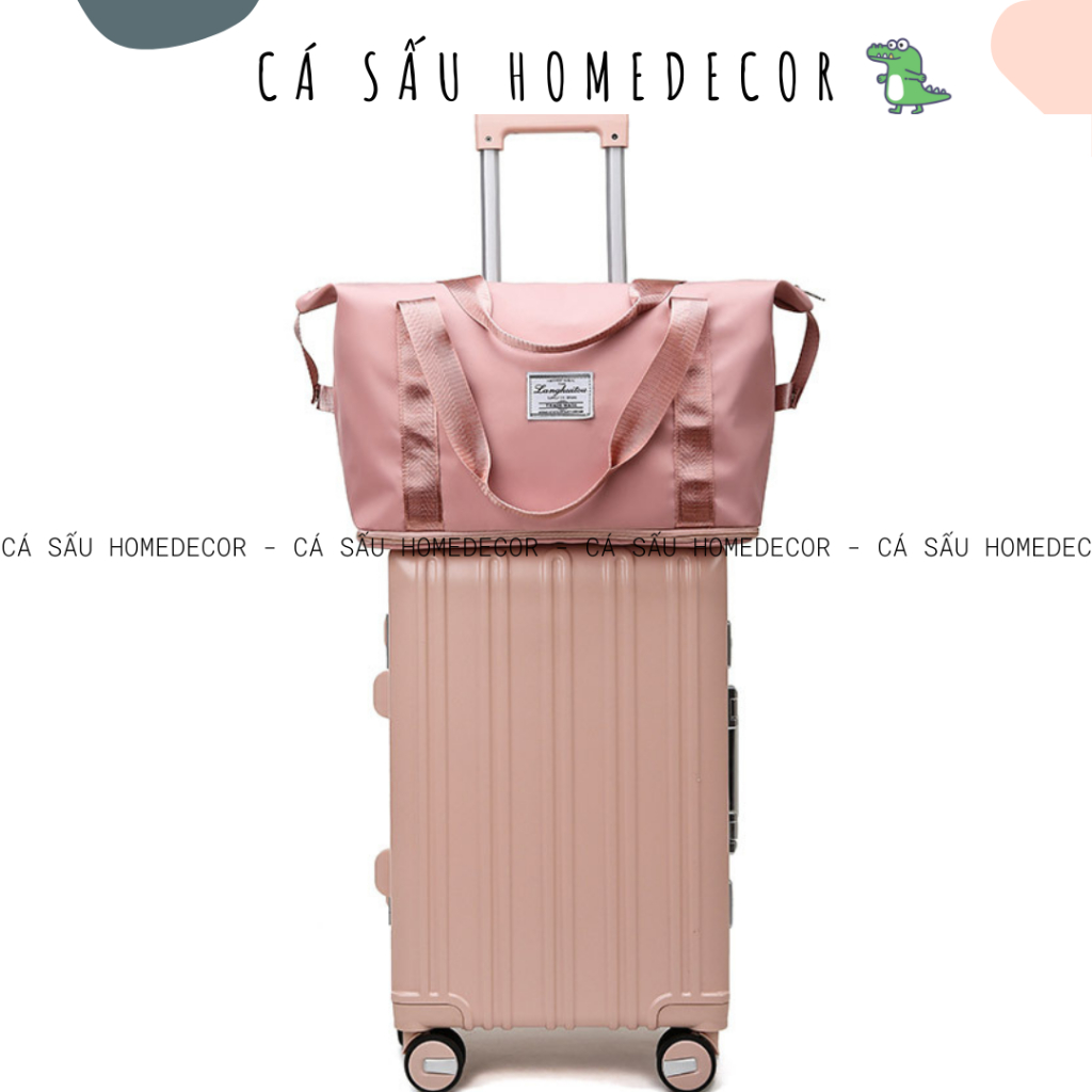 Túi Du Lịch Đựng Quần Áo Không Thấm Cho Nam Nữ Thời Trang Cài Vali Kéo Thu Gọn Được 2 Tầng Giao Hỏa Tốc