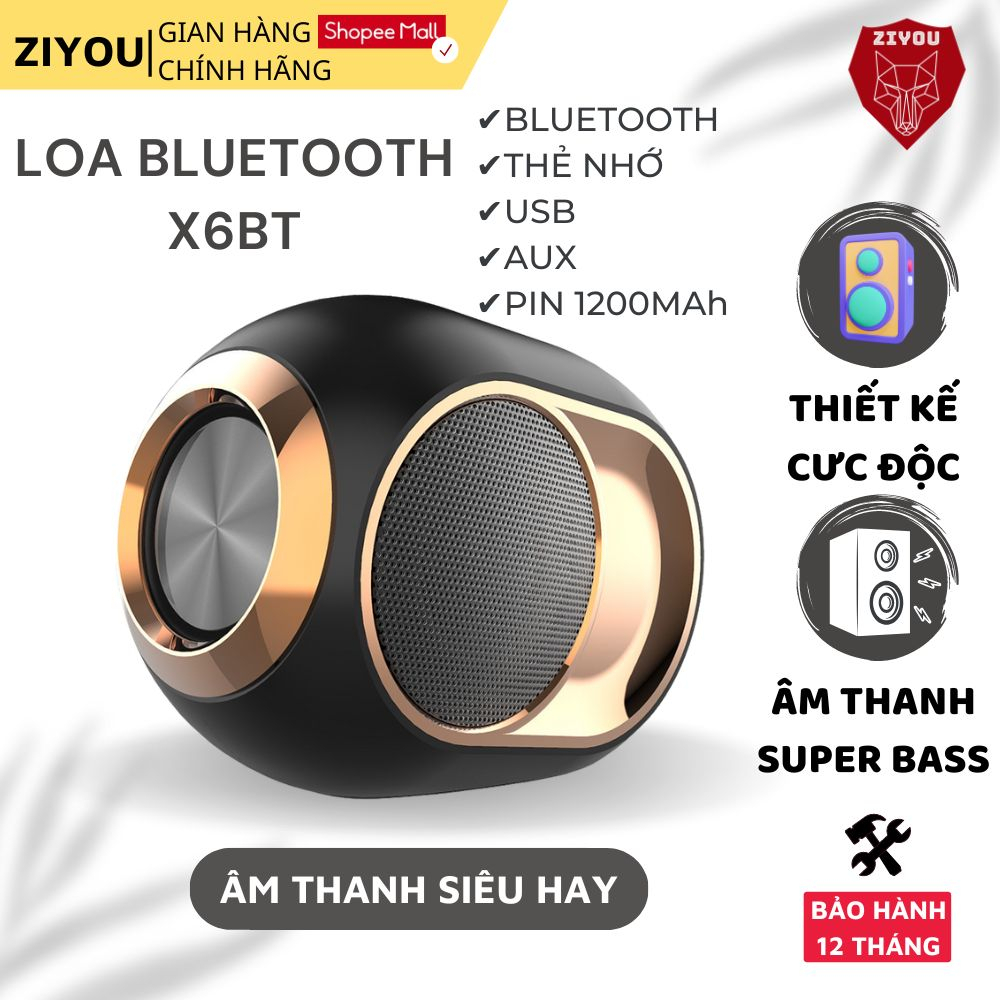 Loa Bluetooth Mini Không Dây Ziyou X6BT SoundMax Âm Thanh 3 Chiều Siêu Hay Hỗ Trợ Thẻ Nhớ, Aux, USB