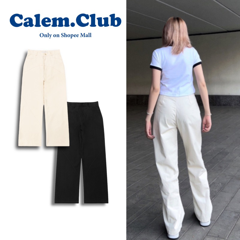 Quần dài Kaki Mềm Viền Chỉ brand Calem.Club - Quần dài form nữ ống suông brand Calem.Club Chính hãng
