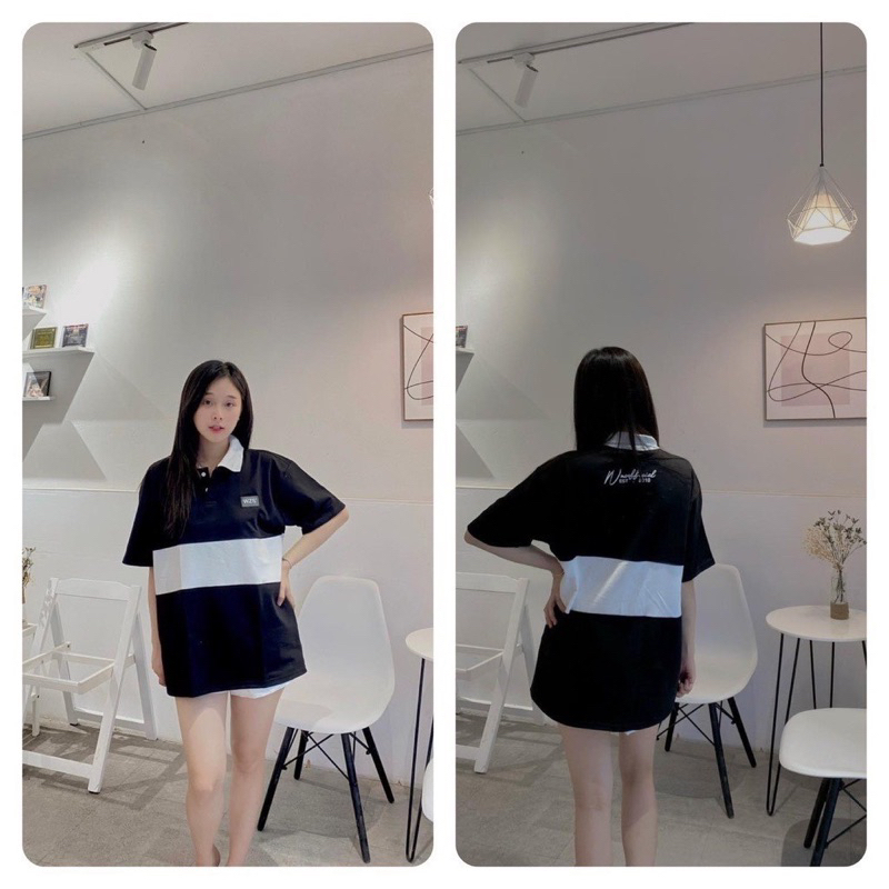 Áo Thun Polo W.Z.S phối màu chất cotton unisex local brand, áo polo xanh rêu giá rẻ nam nữ form rộng GTM store | BigBuy360 - bigbuy360.vn