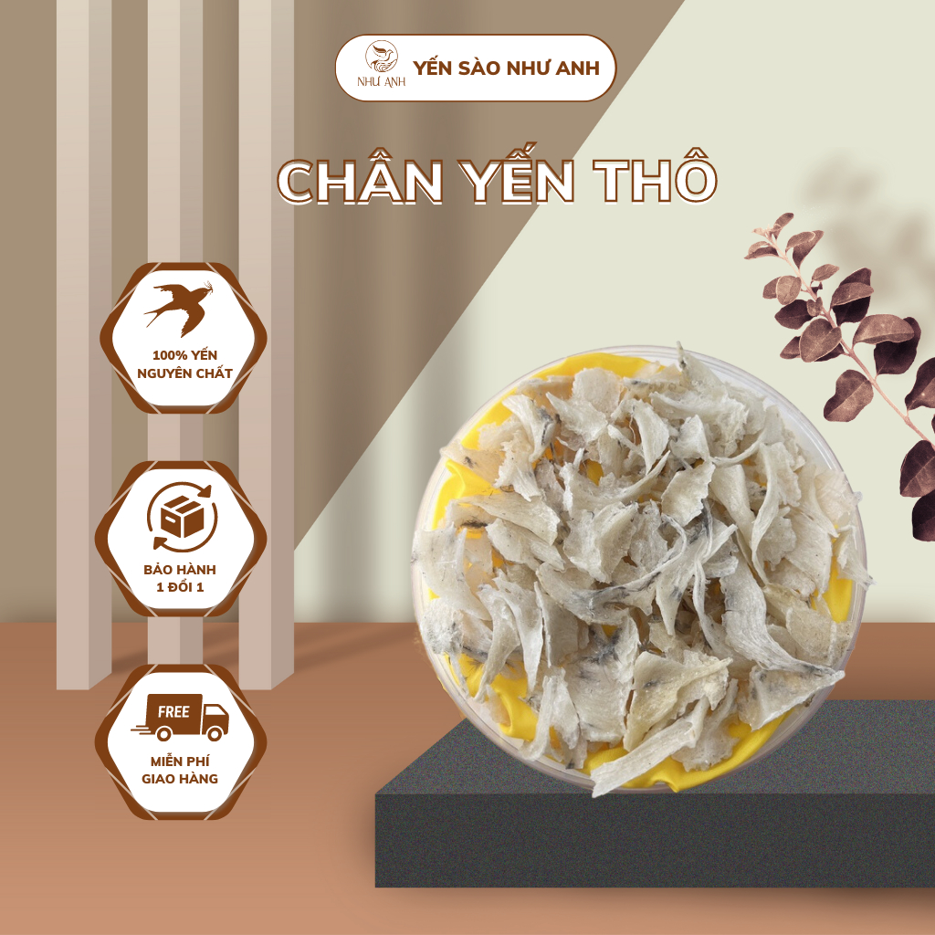 Chân yến thô nguyên chất ít lông tinh chế, đế chân yến sào Như Anh rút lông10g