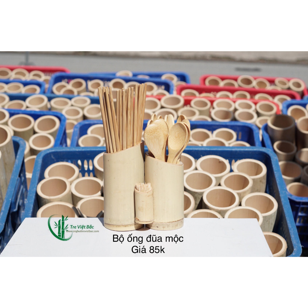 ống đũa tre bộ 3 màu xanh