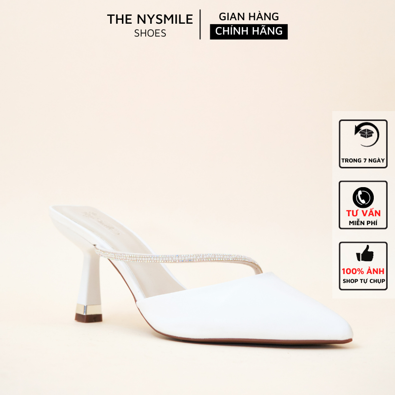 Dép guốc bít mũi 5cm quai xéo kim tuyến - The NySmile ALAN