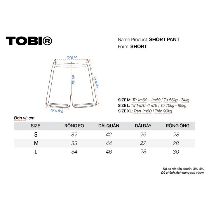 [Mã BMLT35 giảm đến 35K đơn 99K] Quần đùi lưng thun Waffle TOBI