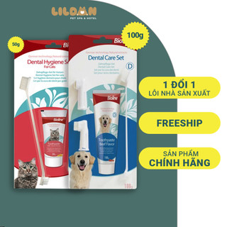 Bioline bộ bàn chải và kem đánh răng chăm sóc răng miệng cho chó mèo