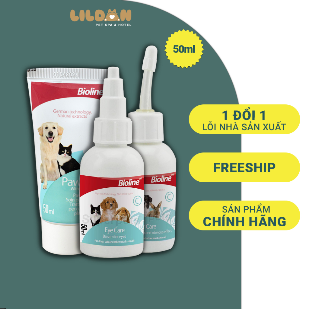 BIOLINE (50ml) - Dung Dịch Vệ Sinh Tai/Mắt/Dưỡng Đệm Chân Dành Cho Chó Mèo