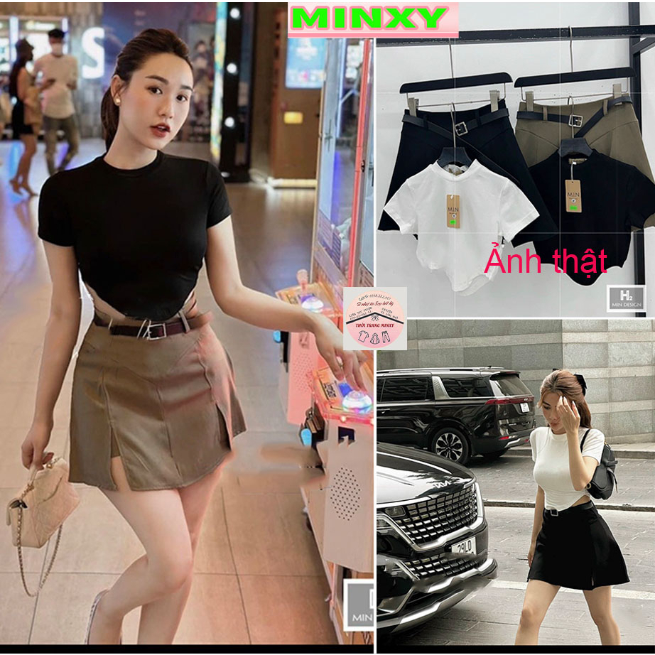 set chân vay kakki kèm đai mix áo zip mua 1 được 3 bộ siêu xinh-Minxy shop
