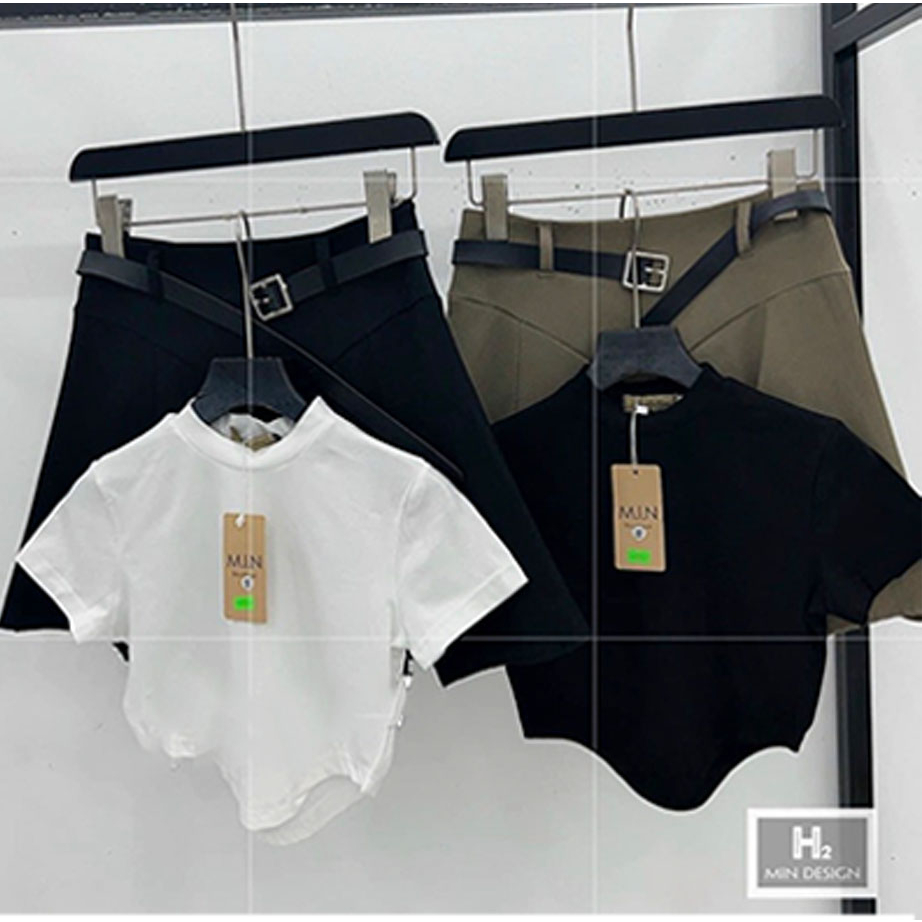 set chân vay kakki kèm đai mix áo zip mua 1 được 3 bộ siêu xinh-Minxy shop