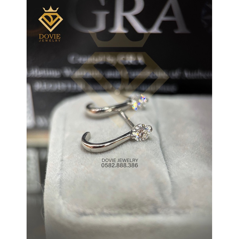 Bông Tai Bạc Ý 925 Mạ Bạch Kim Đính Kim Moissanite cao cấp