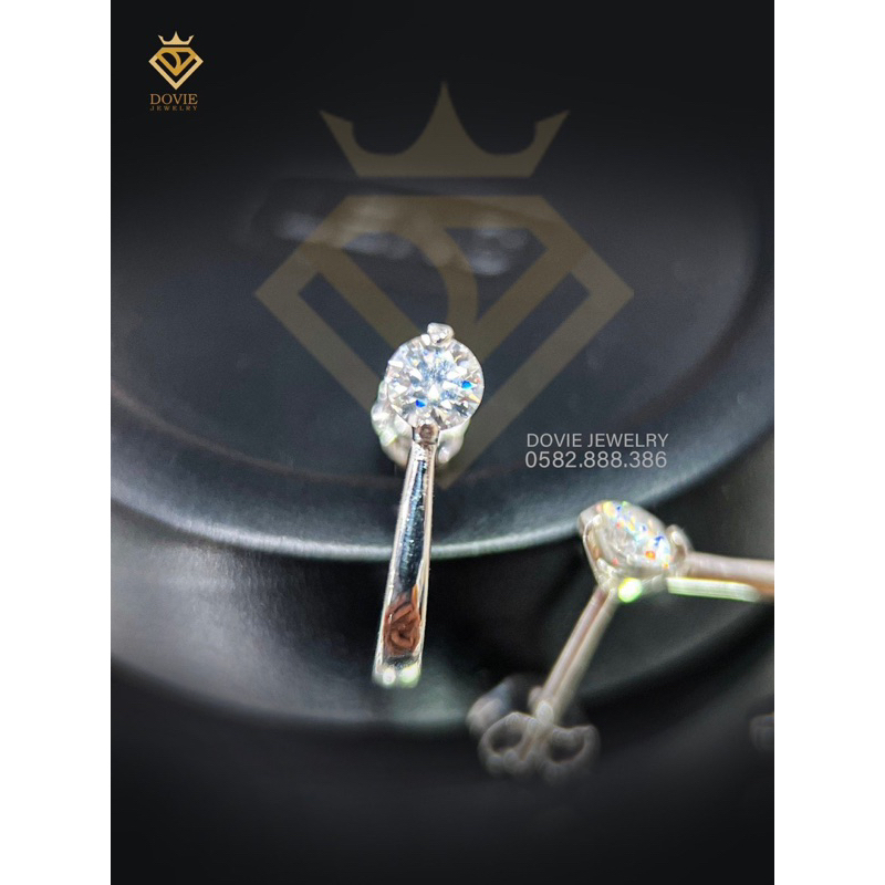 Bông Tai Bạc Ý 925 Mạ Bạch Kim Đính Kim Moissanite cao cấp