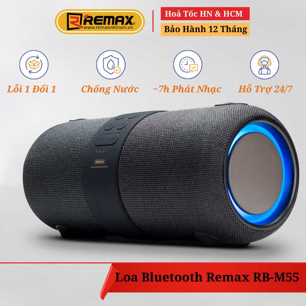 Loa Bluetooth Du Lịch Chống Nước Bass Cực Mạnh, Hỗ Trợ Thẻ Nhớ/USB/AUX/FM - Remax RB-M55 Được Remax BH 12 Tháng