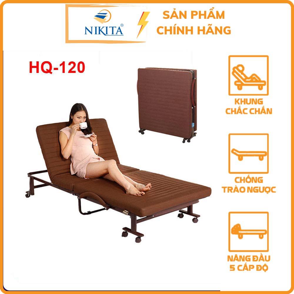 Giường xếp gấp đôi phong cách Hàn Quốc, thương hiệu NIKITA, Vải Cotton thoáng mát, thanh lịch, nhiều kích thước lựa chọn