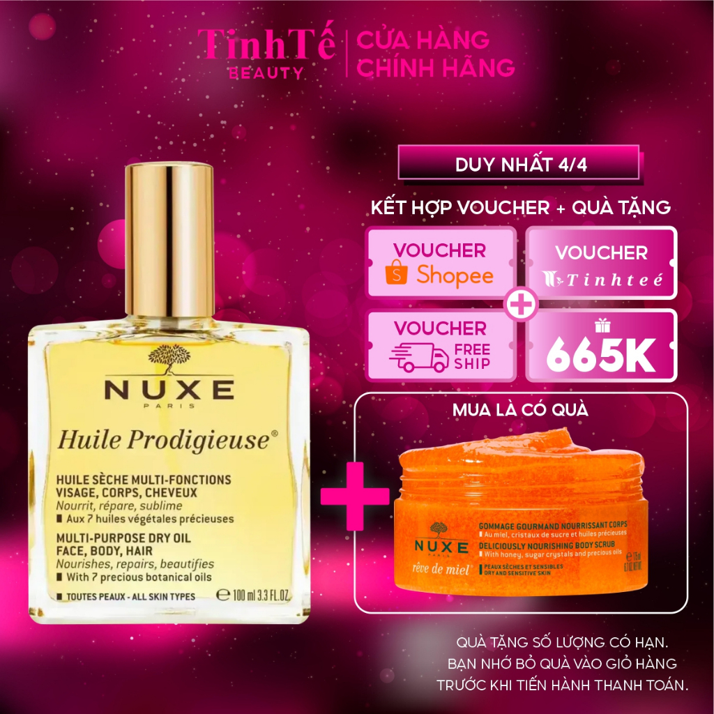 Dầu khô đa năng chăm sóc tóc móng cơ thể da rạn Nuxe Dry oil Huile prodigieuse 100ml