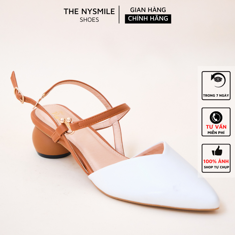 Giày cao gót NySmile 5cm mũi nhọn phối - gót tròn The NySmile - NENUN