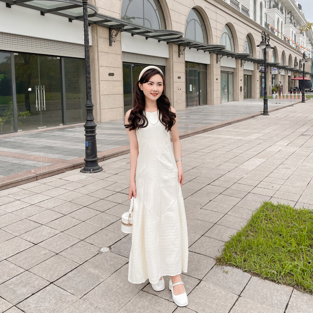 Váy maxi dáng suông sát nách vân sóng siêu xinh