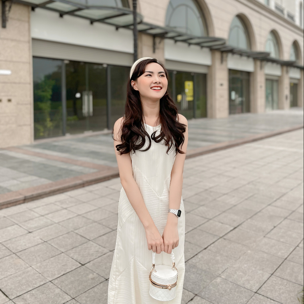 Váy maxi dáng suông sát nách vân sóng siêu xinh